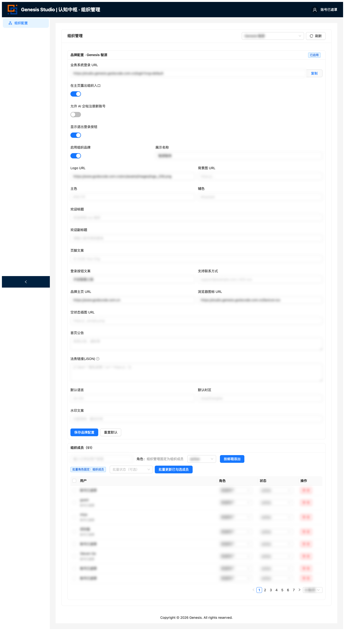 组织管理员组织配置页